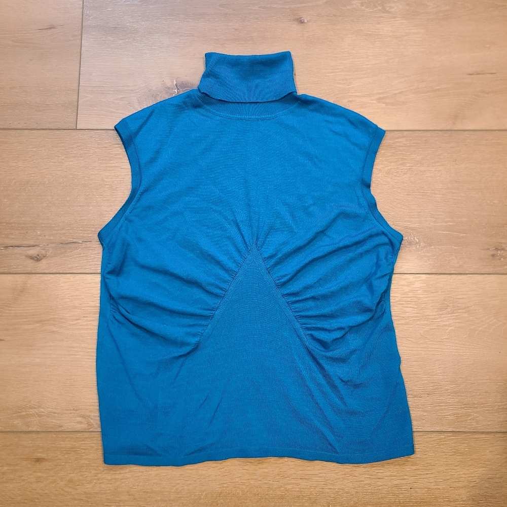 Vintage Escada Turtleneck Sweater in Teal Blue Sz 40 Cashmere Blend